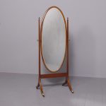 Mahogany Inlaid Cheval Mirror