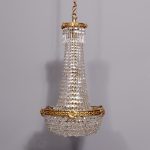 Empire Style Brass & Glass Chandelier